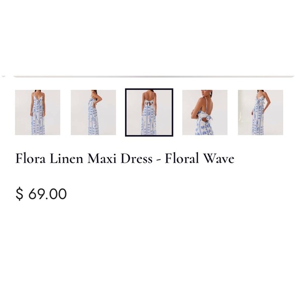 Peppermayo Flora Linen Maxi Dress Floral Wave Blue White US S 4 - Picture 2 of 7